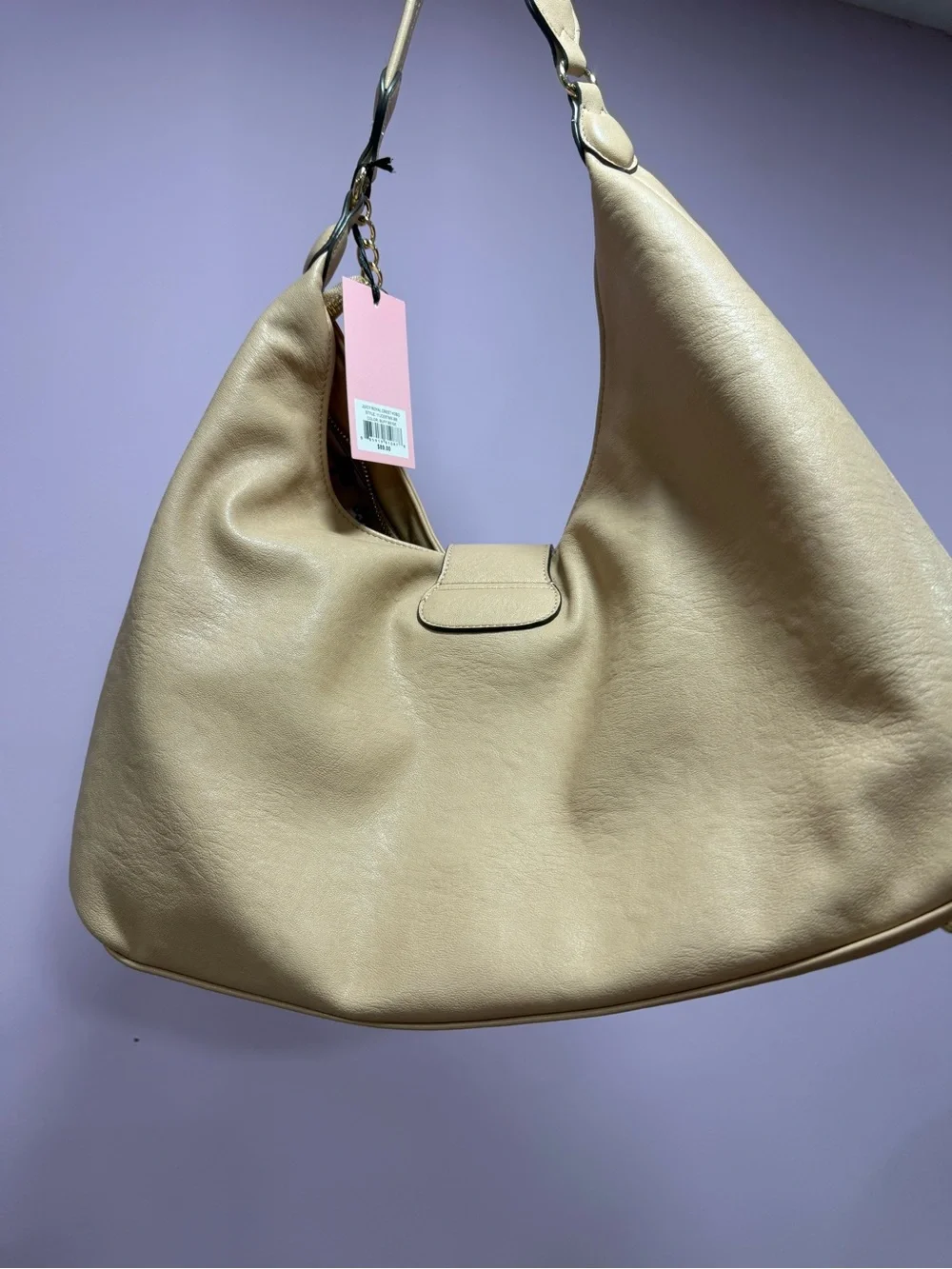 Juicy Couture Royal Crest Beige large Hobo Bag with Gold Chain